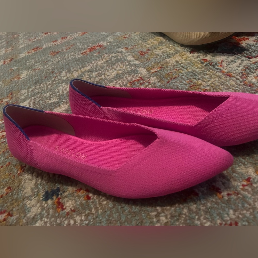 Rothy's Bright Pink Knit Pointed Toe Flats - Picture 8 of 15
